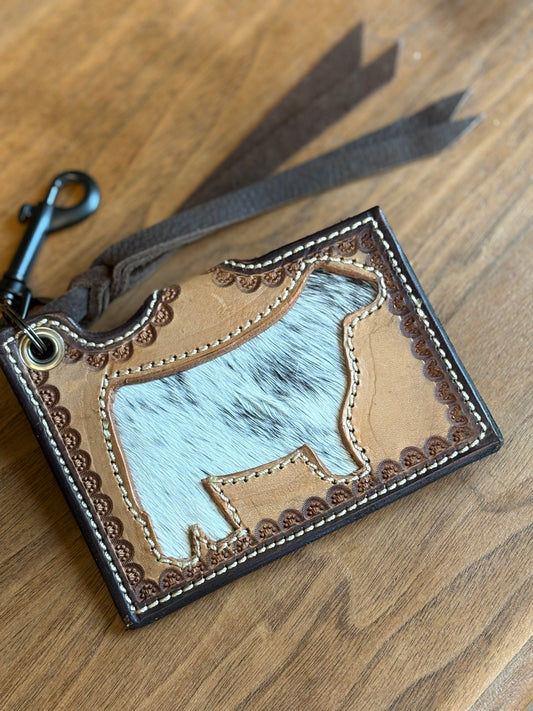 Show Calf Keychain Wallet with Hair on Hide Inlay