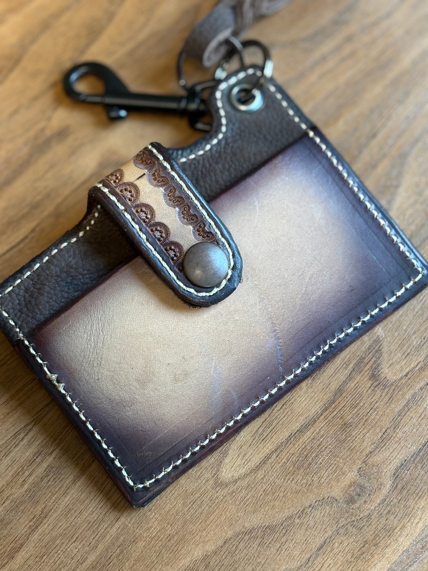 Show Calf Keychain Wallet with Hair on Hide Inlay